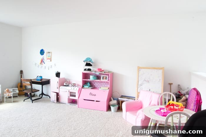 Playroom Media Room Design Plans | blesserhouse.com - A modern rustic playroom / media room combo that's cheerful and cozy.