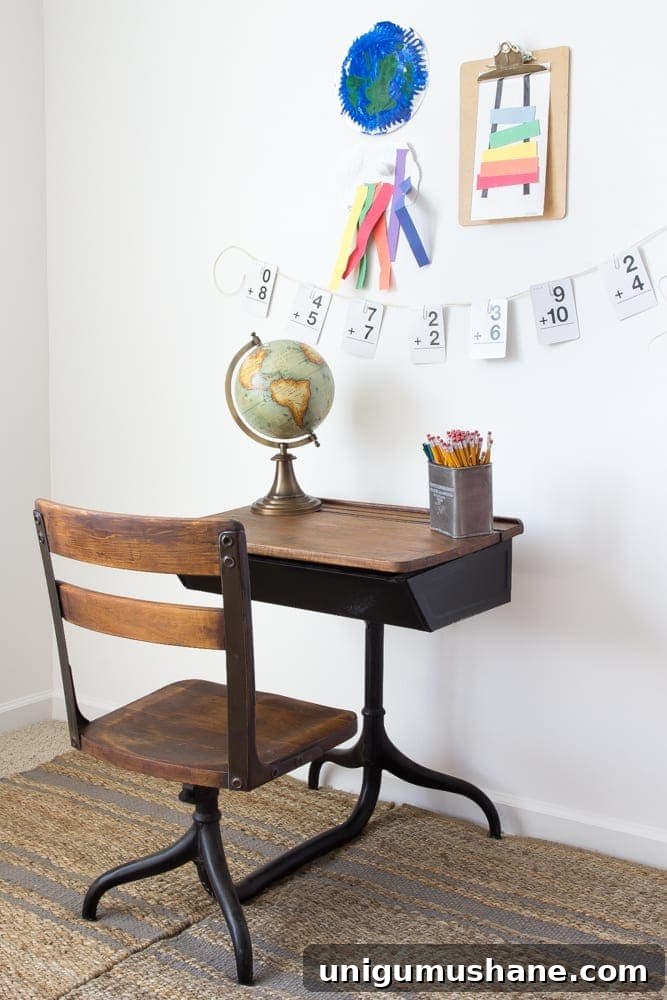 Back to School Style Guide: Schoolhouse Desk Homework Station 5 Back-To-School Style Guide, Antique Schoolhouse Desk Makeover & Simple DIY Homework Station | blesserhouse.com