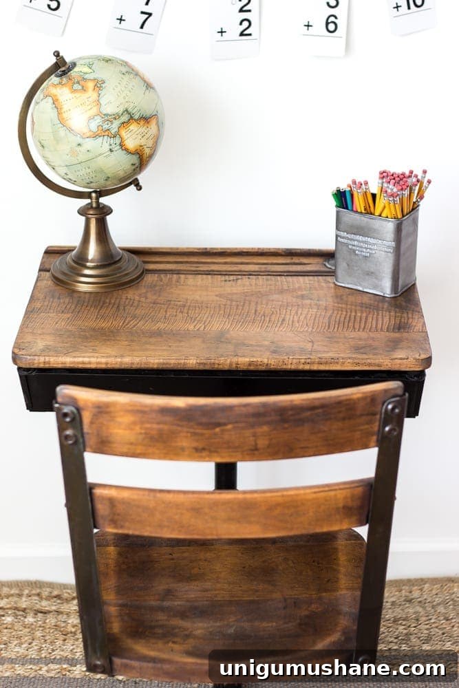 Back to School Style Guide: Schoolhouse Desk Homework Station 6 Back-To-School Style Guide, Antique Schoolhouse Desk Makeover & Simple DIY Homework Station | blesserhouse.com