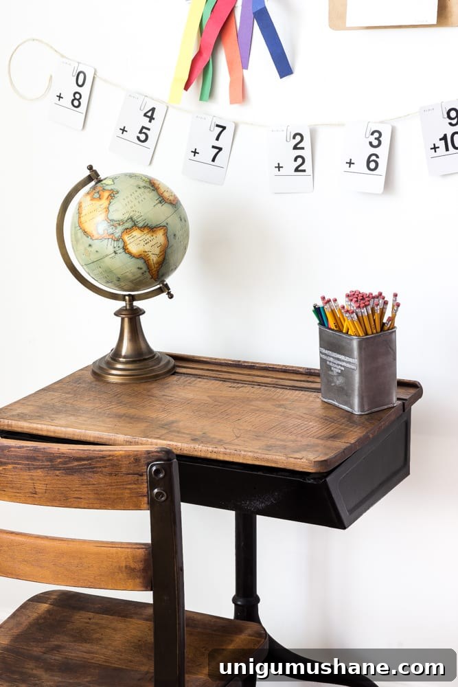 Back to School Style Guide: Schoolhouse Desk Homework Station 7 Back-To-School Style Guide, Antique Schoolhouse Desk Makeover & Simple DIY Homework Station | blesserhouse.com