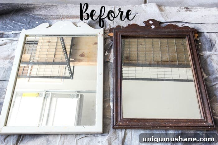 Turn Old Picture Frames into Stylish Mirrors 2 Repurposed Mirror Picture Frames | blesserhouse.com - How to repurpose mirrors into picture frames along with an honest first-timer's review of Joanna Gaines' Magnolia Home Paint.