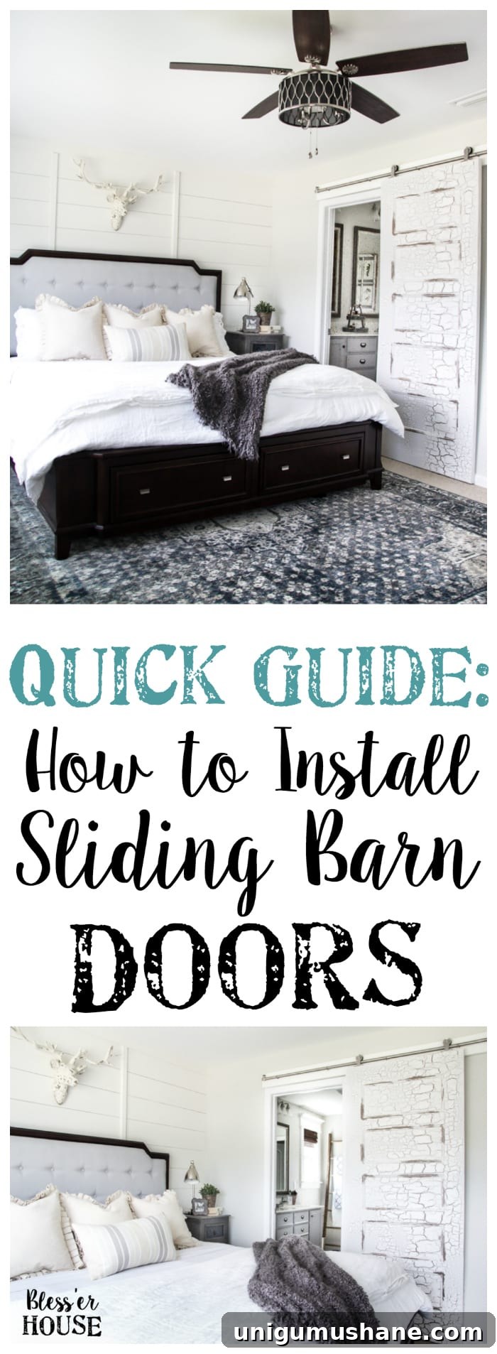 How to Install Sliding Barn Doors: Step-by-Step DIY Guide 8 How to Install Sliding Barn Doors | blesserhouse.com - A quick tutorial to show how to install sliding barn doors in 5 easy steps using a door hardware kit from @NationalHardware. #sponsored