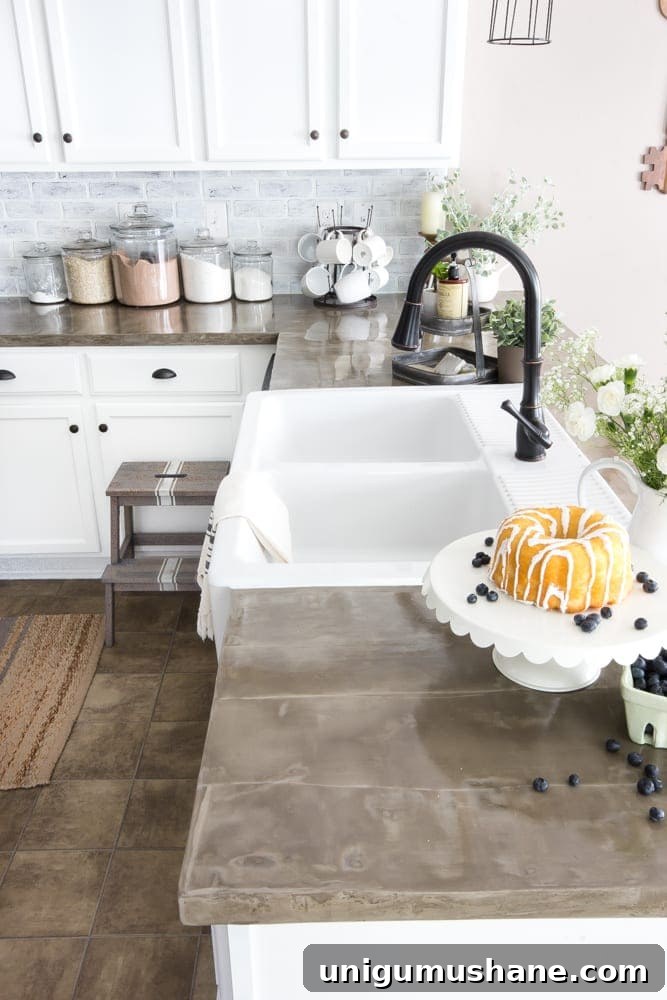 Concrete Countertops: Pros, Cons, and Common Problems 2 Concrete countertops after kitchen makeover