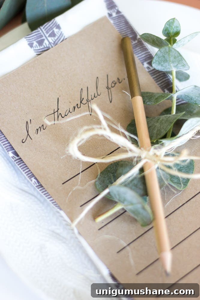 Green and Copper Thanksgiving Tablescape with Printable 7 Green and Copper Thanksgiving Tablescape + Printable | blesserhouse.com - How to style a Thanksgiving tablescape using dollar store finds and repurposing typical items around the house for inexpensive holiday decor.