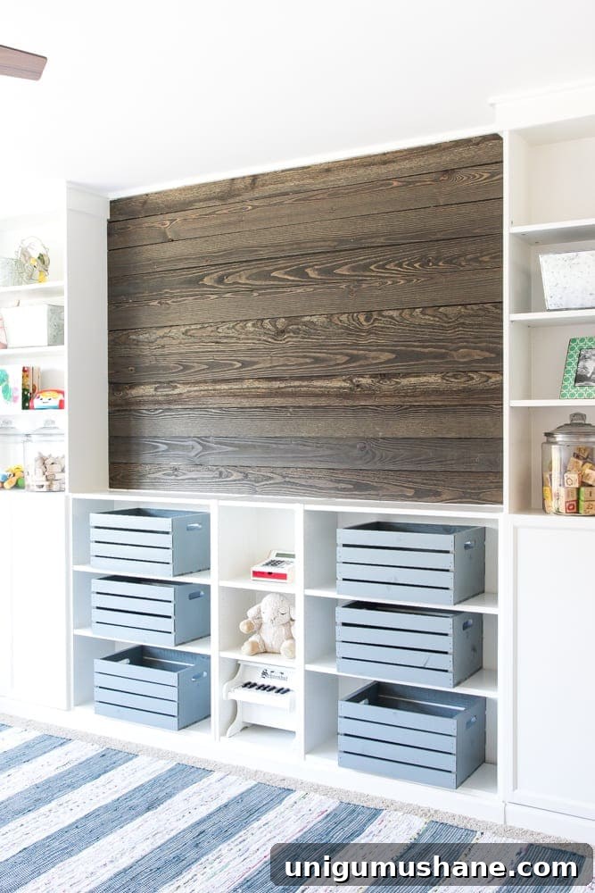 DIY Wood Plank Accent Wall One Room Challenge Week 4 11 DIY Reclaimed Wood Plank Focal Wall | blesserhouse.com - How to install a reclaimed wood plank focal wall in under an hour to create contrast, texture, and character in any space.