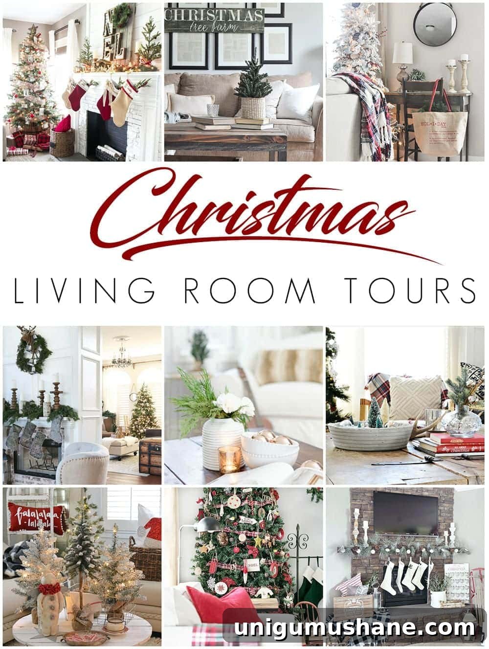 Cozy Christmas Living Room Tour with Holiday Decor Ideas 2 Cozy Christmas living room tour with farmhouse holiday decor, greenery, stockings, and warm seasonal accents.