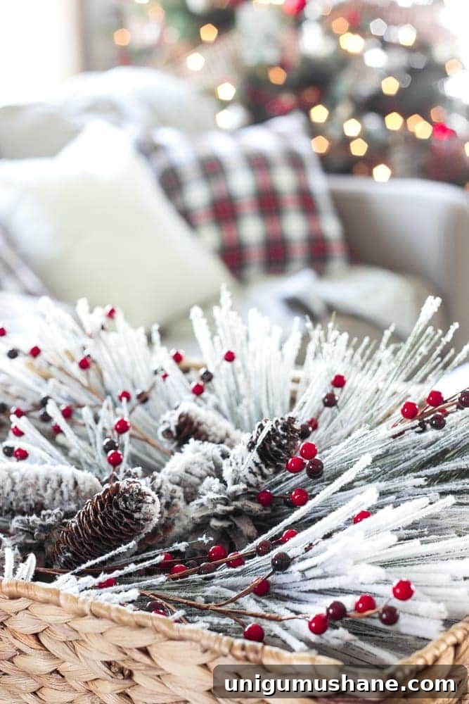 Cozy Christmas Living Room Tour with Holiday Decor Ideas 18 Warm Christmas living room with glowing tree, soft textures, and peaceful farmhouse holiday decor.