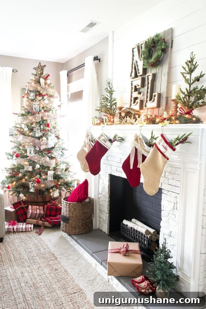 Cozy Christmas Living Room Tour with Holiday Decor Ideas 3 Neutral farmhouse Christmas living room with cozy seasonal decor and a welcoming holiday atmosphere.