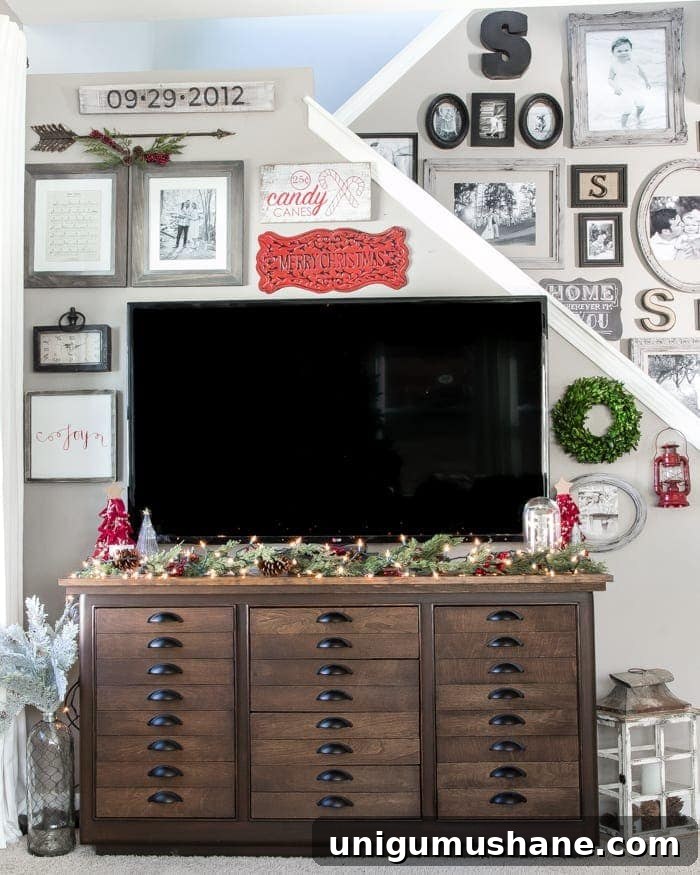 Cozy Christmas Living Room Tour with Holiday Decor Ideas 7 Rustic Christmas living room decor with warm textures and neutral farmhouse style.