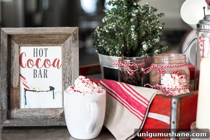 DIY Soda Crate Hot Cocoa Bar with Free Printable Sign 2 Soda Crate Hot Cocoa Bar & Free Printable Sign | blesserhouse.com - Tips to set up a simple holiday hot cocoa bar using items already around your house plus a free downloadable hot cocoa bar sign printable.