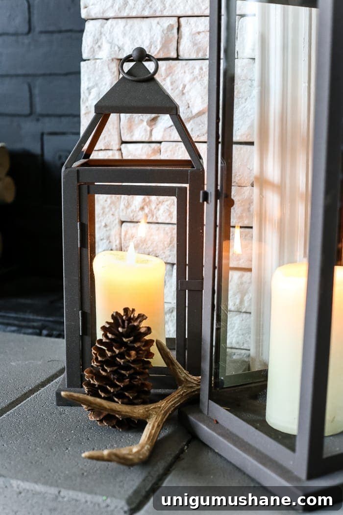 After-Christmas Winter Mantel and Living Room | blesserhouse.com - A tour of an after-Christmas winter mantel and living room with thrifty ideas and creative budget decor to help bring warmth and life to your home. 