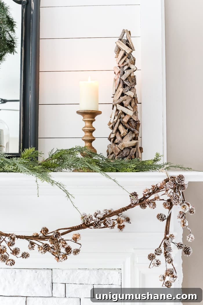 After-Christmas Winter Mantel and Living Room | blesserhouse.com - A tour of an after-Christmas winter mantel and living room with thrifty ideas and creative budget decor to help bring warmth and life to your home. 