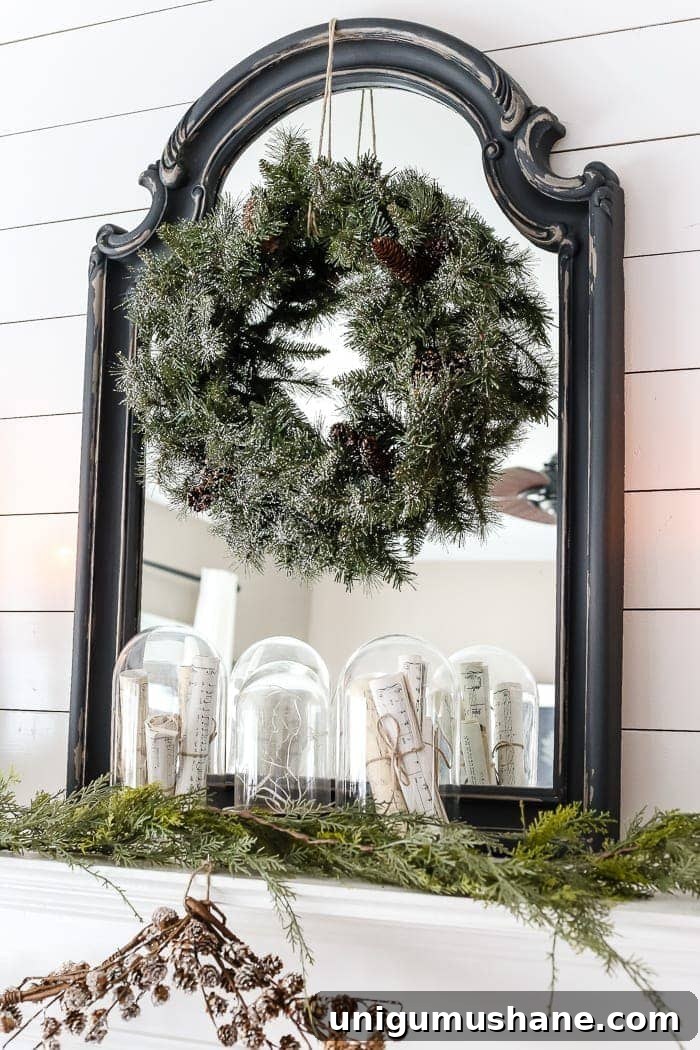 After-Christmas Winter Mantel and Living Room | blesserhouse.com - A tour of an after-Christmas winter mantel and living room with thrifty ideas and creative budget decor to help bring warmth and life to your home. 