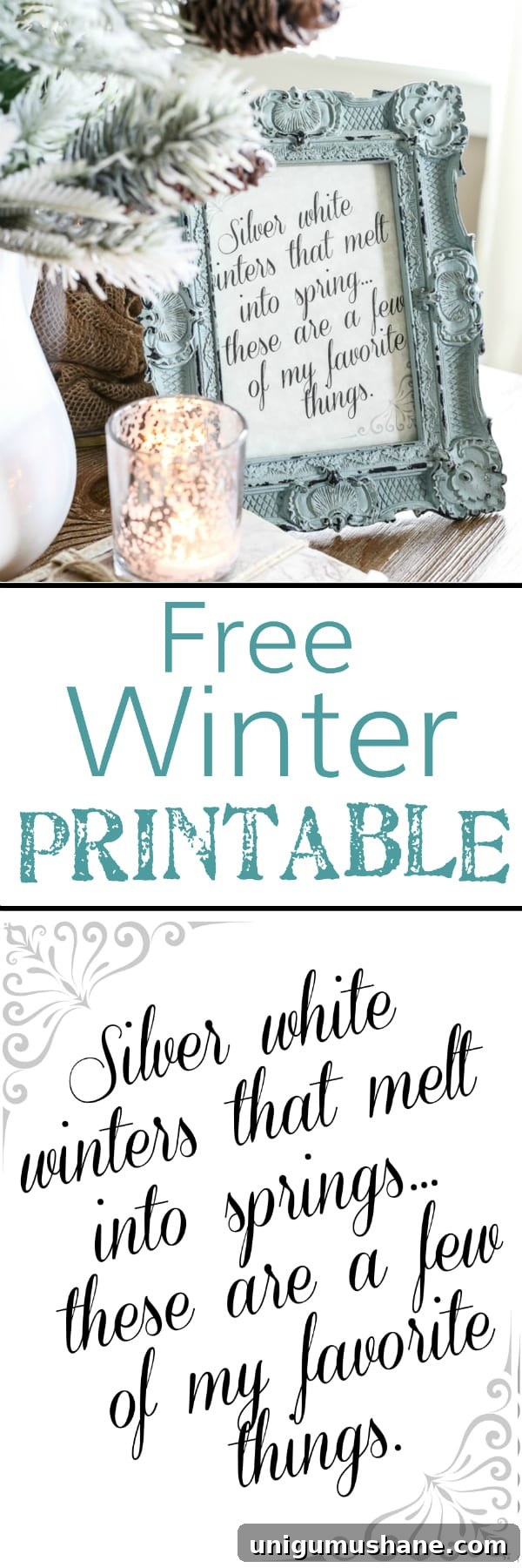 Silver and White Winter Printable Decor Set 5 winter printable