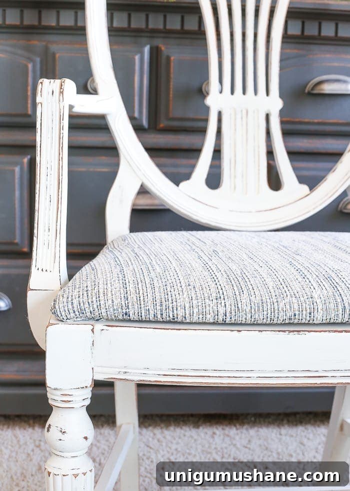 Hand-Painted Raw Silk Accent Chair for Master Bedroom 3 French Style Painted Master Bedroom Chair | After paint and shellac treatment the Duncan Phyfe chair looks refreshed and elegant.