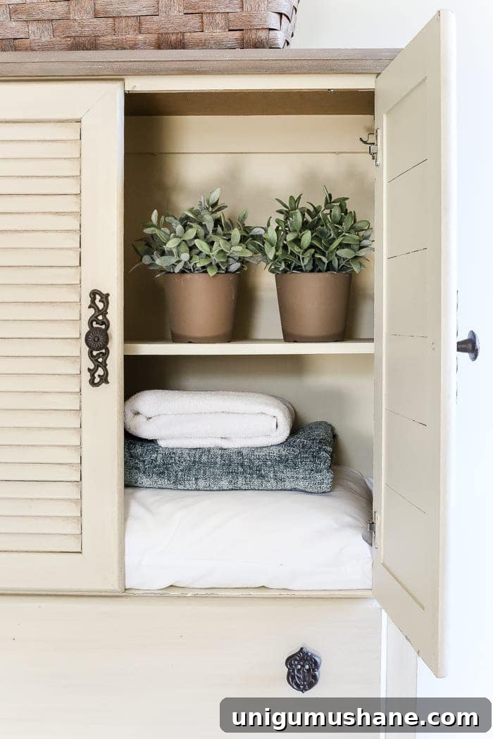 DIY Faux Antique Shutter Armoire Makeover 8 Faux Antique Shutter Armoire Makeover | blesserhouse.com - A basic veneer cabinet gets a faux antique makeover using Fusion Mineral Paint in the color Plaster aged with Espresso wax and cast iron hardware.