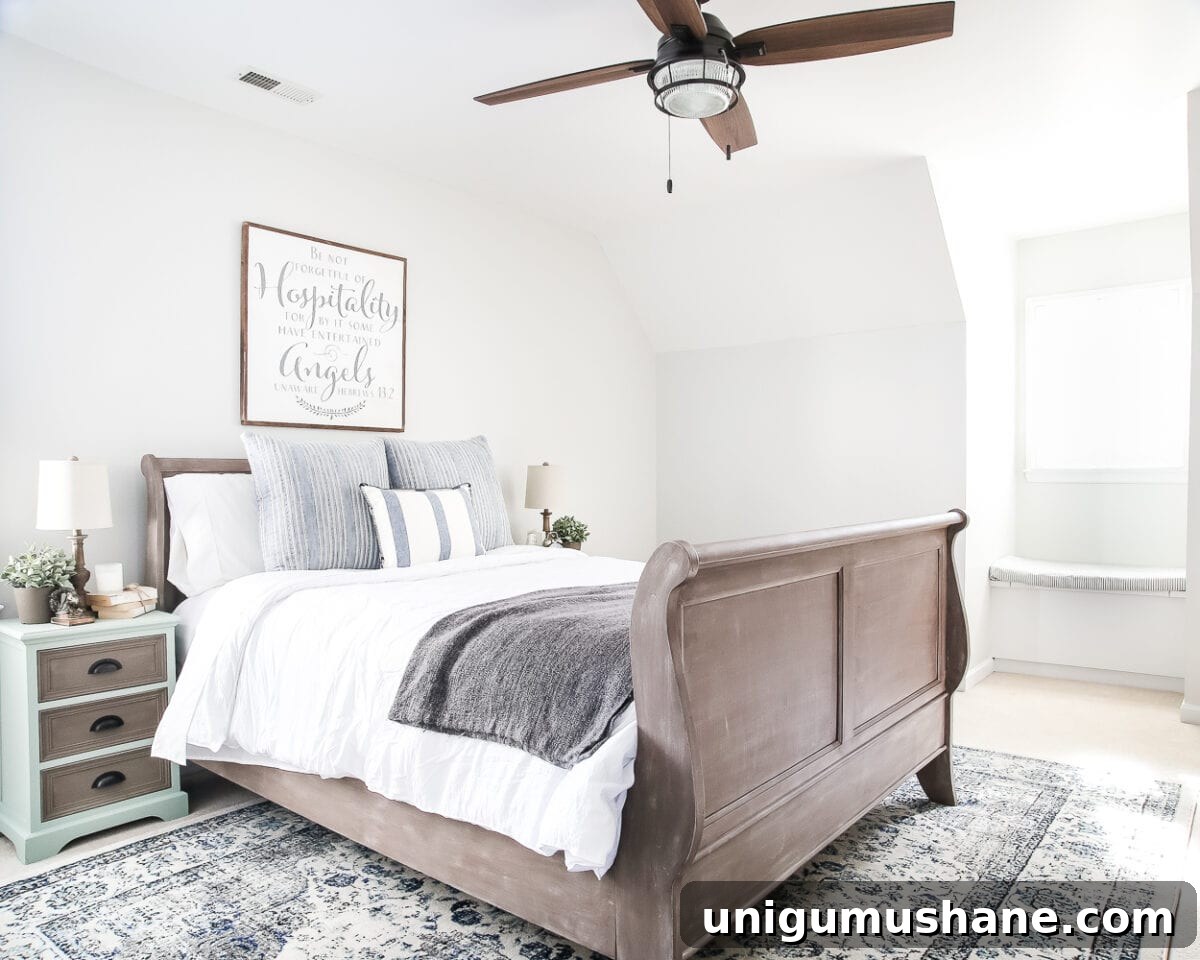 How to Paint and Refresh a Weathered Wood Bed 10 Painted Weathered Wood Bed Makeover | blesserhouse.com - A thrifted bed gets a painted weathered wood Restoration Hardware look with no messy furniture stripping and in 3 quick steps.