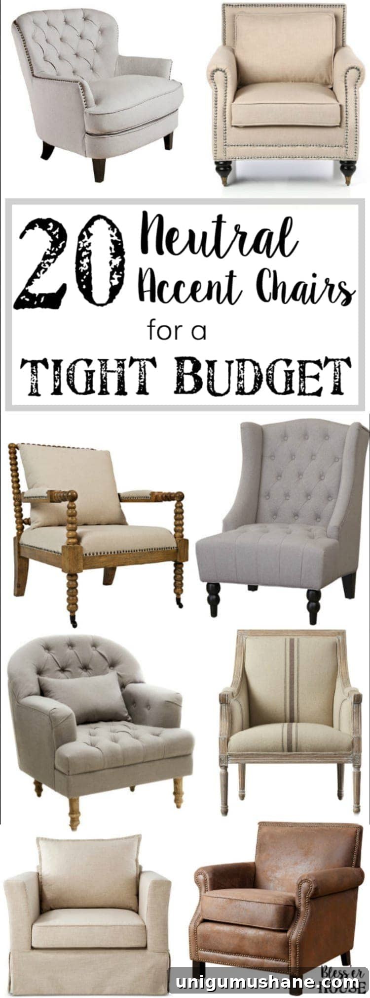 20 Affordable Neutral Accent Chairs for Tight Budgets 2 20 Neutral Accent Chairs for a Tight Budget | blesserhouse.com - 20 of the most highly rated neutral accent chairs fit for any type of space for less than $399.