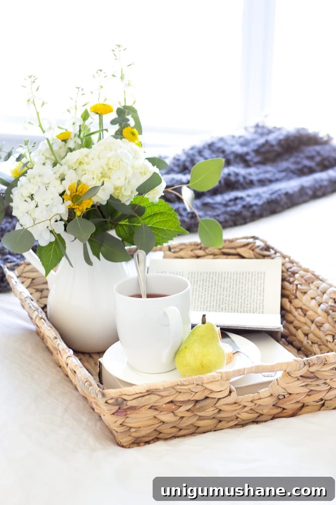 Style a bedroom tray for home staging