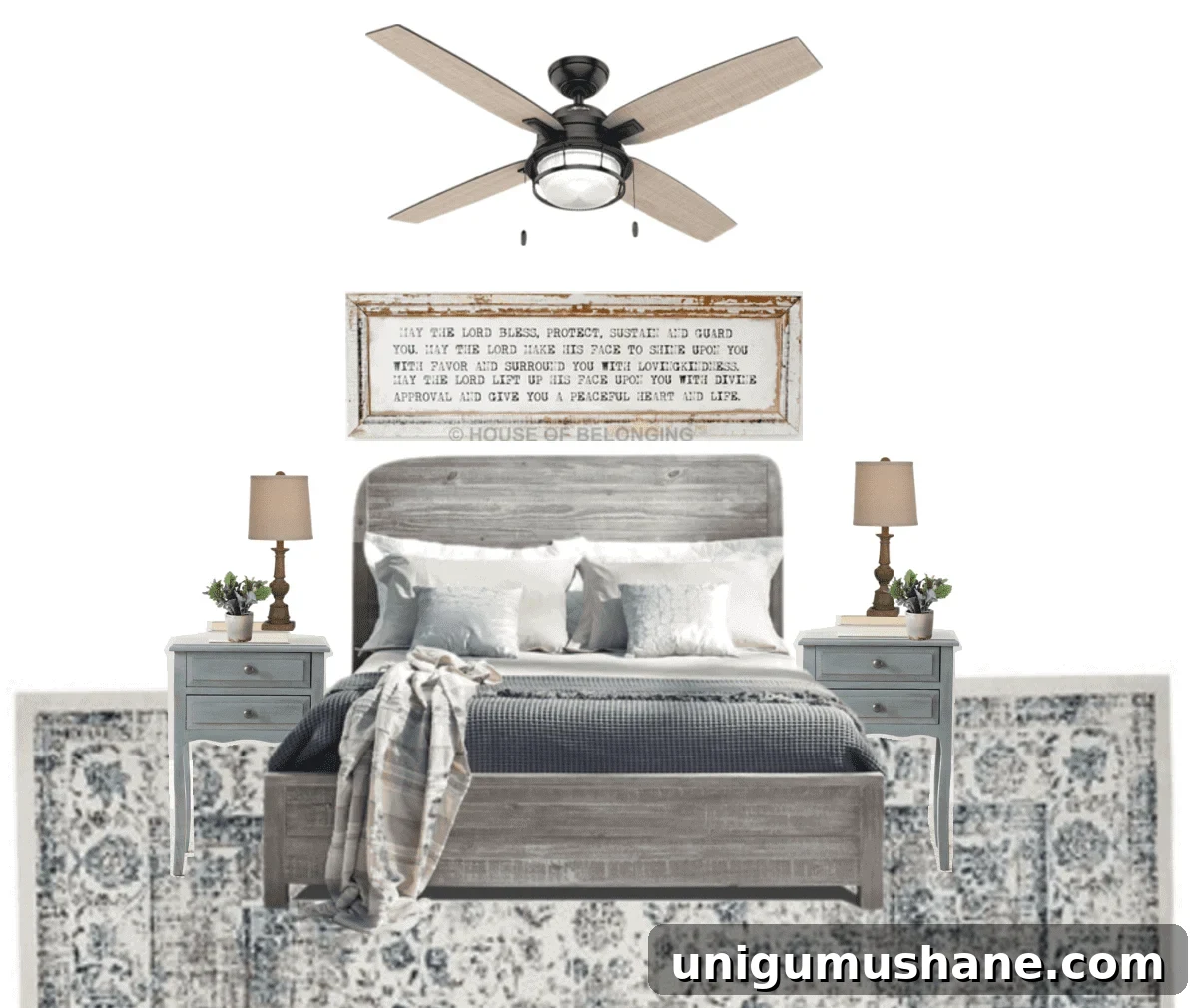 Cozy Blue Cottage Guest Bedroom Makeover: Before and After 4 Blue Cottage Style Guest Bedroom Makeover | blesserhouse.com - A dark and dated guest bedroom gets a cottage style makeover with serene shades of blue using Craigslist furniture and budget-friendly finds.