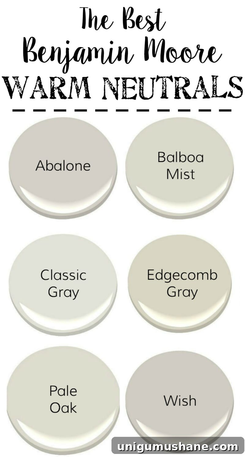 Neutral Paint Colors for Living Rooms, Bedrooms and Kitchens 3 The Best Neutral Paint Colors | blesserhouse.com - The best neutral paint colors from Benjamin Moore with cool grays, warm grays, whites, and darks to create a designer palette for your home.