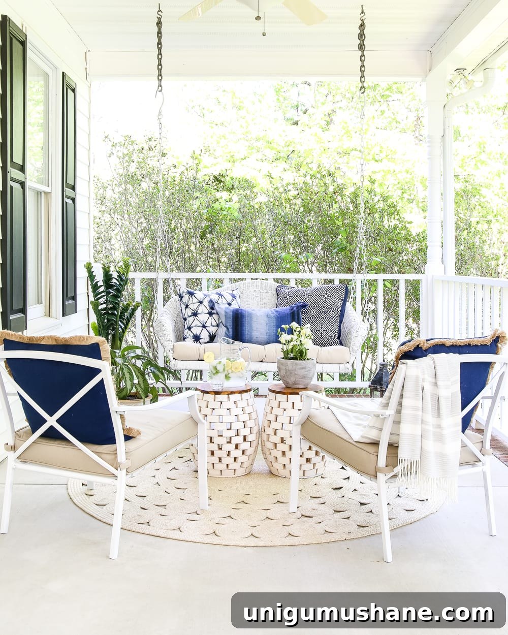 Design a Versatile Outdoor Space for Year Round Use 2 The Secret to Arranging a Versatile Outdoor Space | blesserhouse.com - 1 trick for arranging a versatile outdoor space to get the most function out of a small porch, plus decorating ideas to make it inviting with TJ Maxx. #sponsored