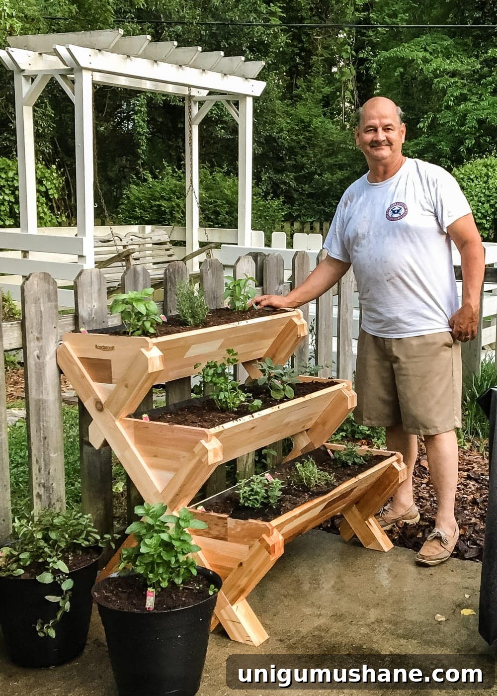 DIY Wooden Spoon Plant Markers: Stylish Garden Labels 7 Stacked herb garden progress