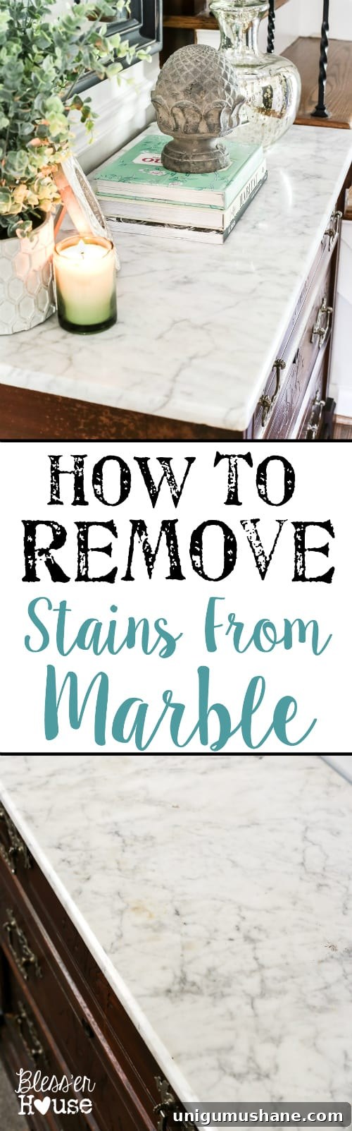 Marble Stain Removal and Foyer Chest Makeover 9 Final styled vignette on marble-top chest