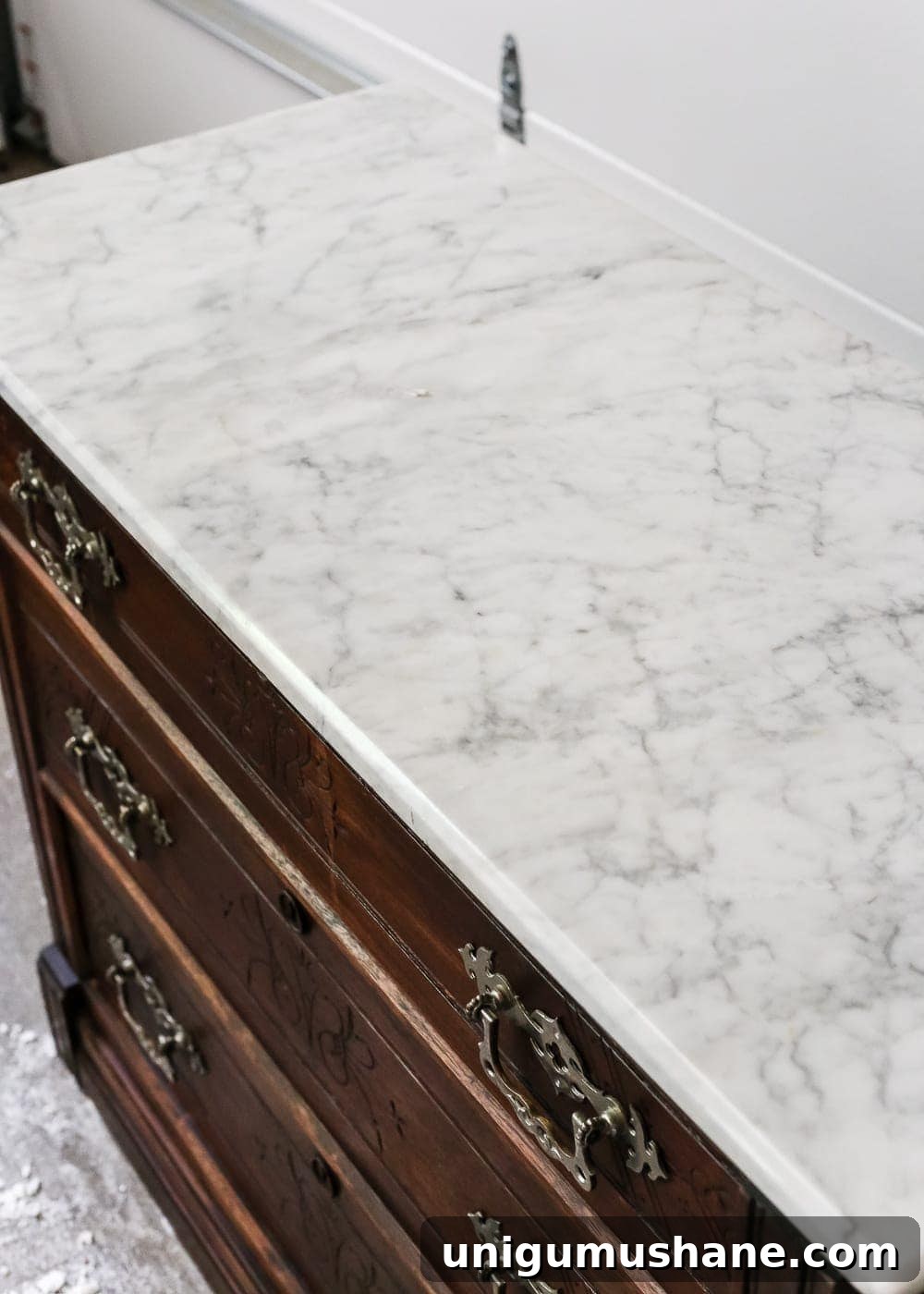 Marble Stain Removal and Foyer Chest Makeover 5 After cleaning marble top