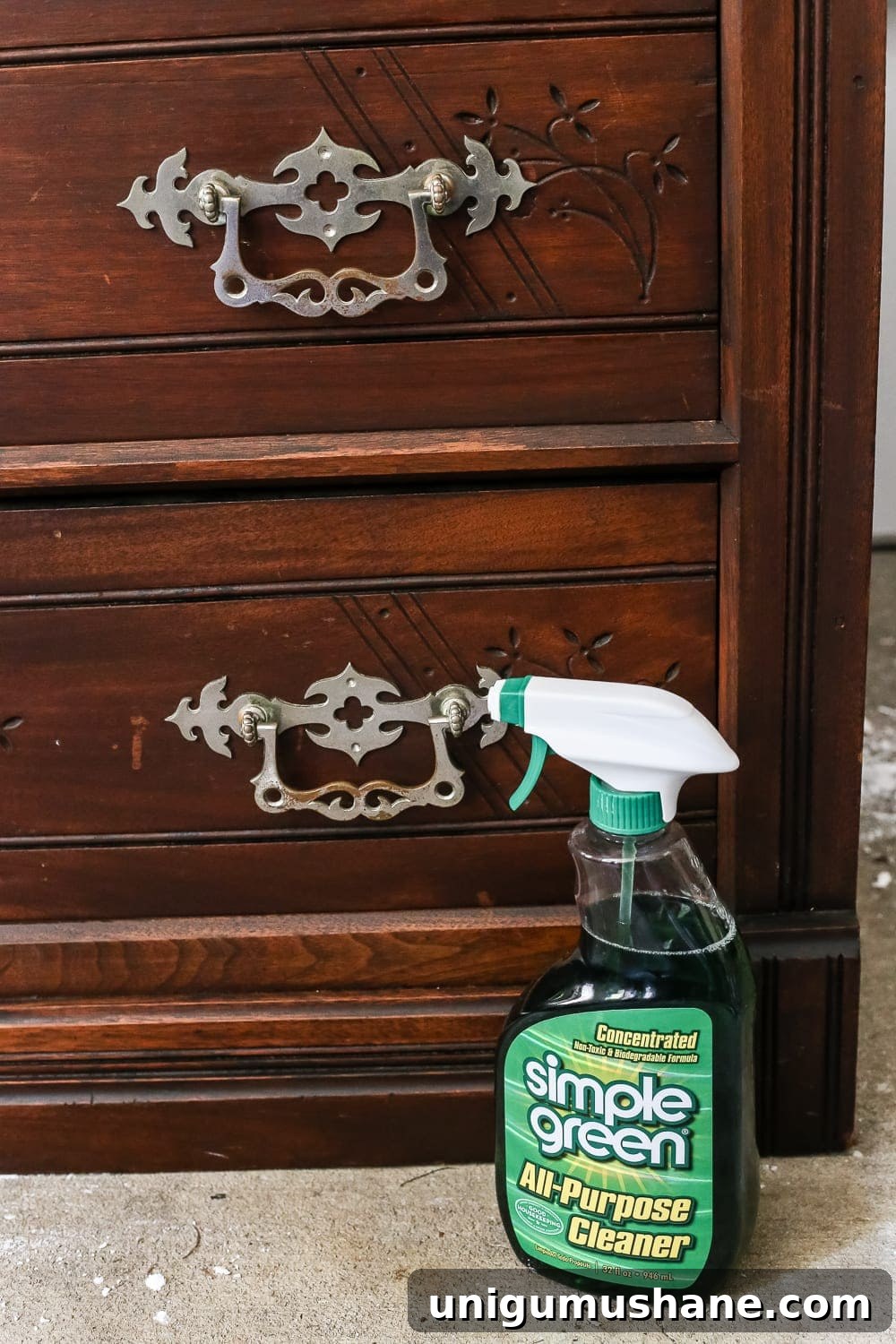 Marble Stain Removal and Foyer Chest Makeover 6 Refreshed marble top and carved wood details