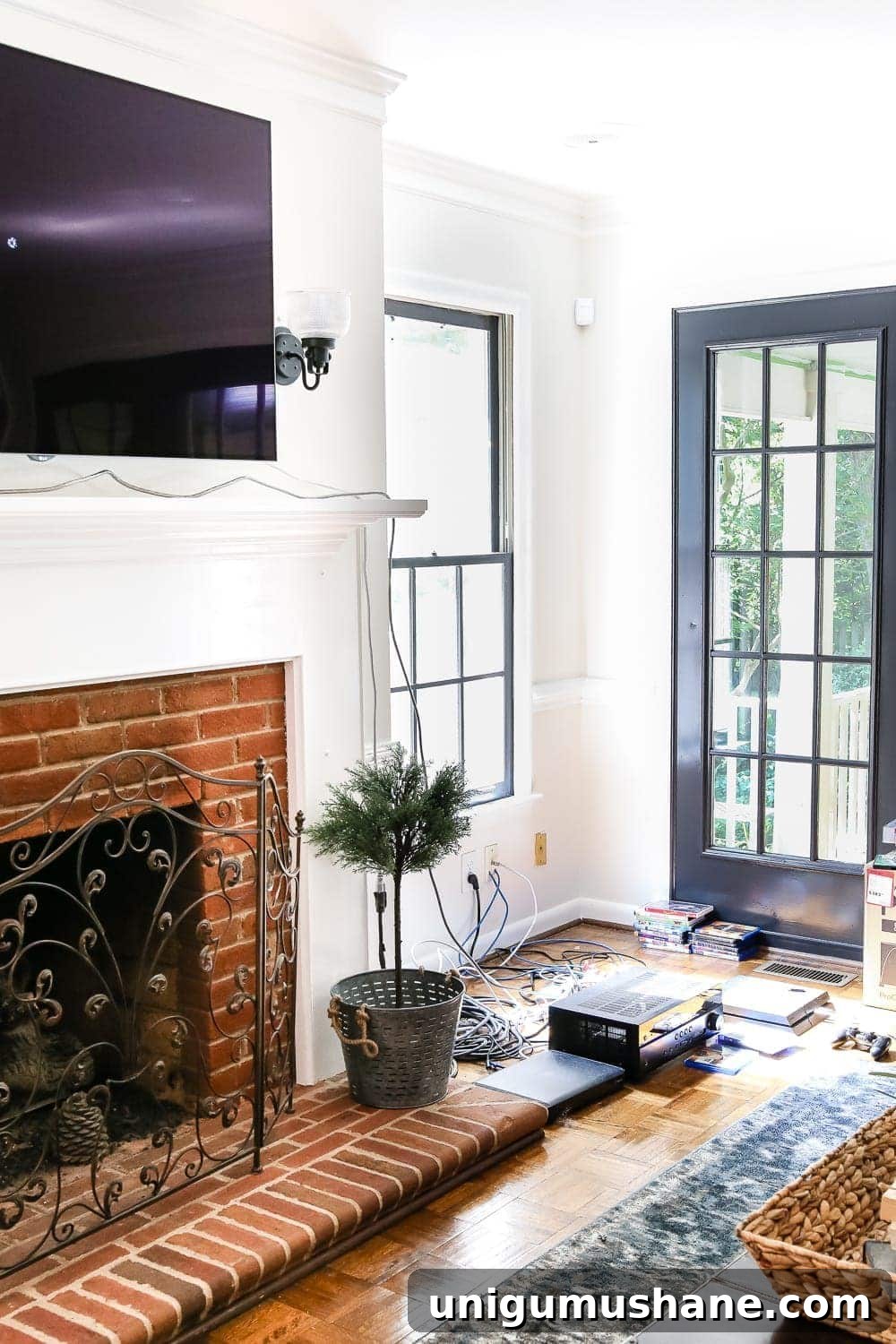 DIY Window Seat from a Kitchen Cabinet | blesserhouse.com - A simplified tutorial for how to build a DIY window seat using a prefabbed kitchen cabinet to house electronics and hide cords.