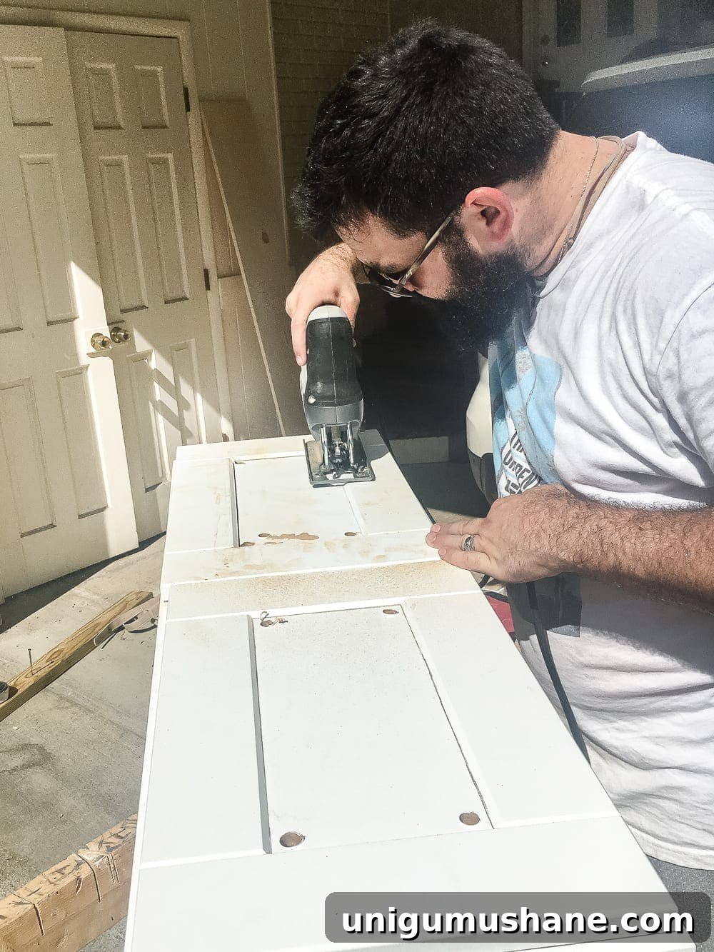 Cutting access holes in cabinet