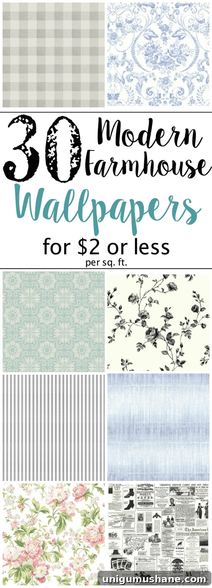 Affordable Modern Farmhouse Wallpaper Ideas 2 30 Modern Farmhouse Wallpaper Designs on a Budget | blesserhouse.com - A budget-friendly shopping guide with 30 of the best modern farmhouse style wallpaper designs for $2 or less per square foot.