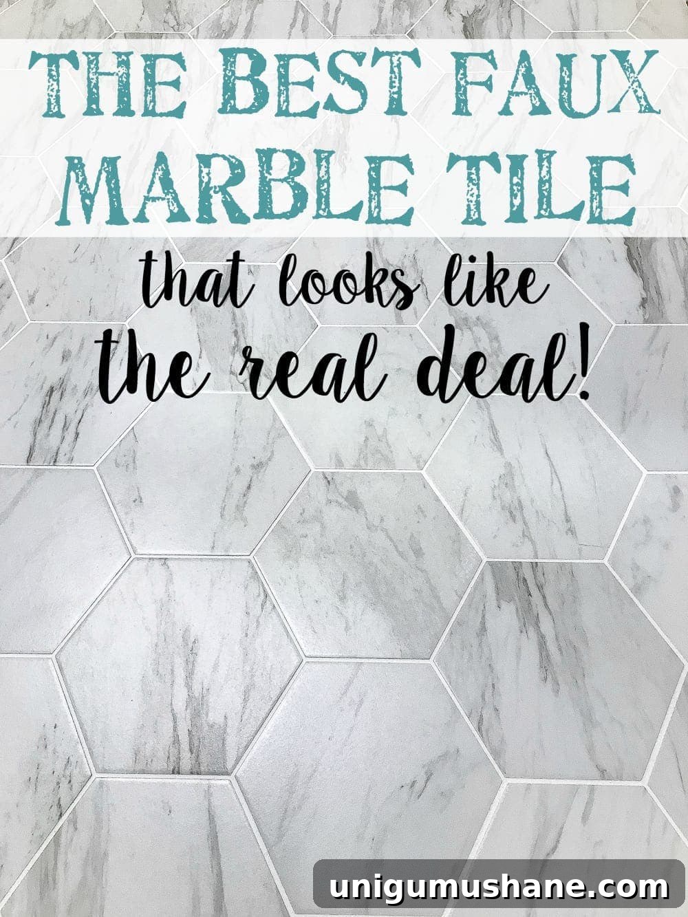 Transform Your Powder Room with Faux Marble Tile Flooring 10 The Best Faux Marble Tile | blesserhouse.com - A dated powder room floor gets a modern classic refresh with faux marble tile & why hiring a contractor is sometimes cheaper than DIY.