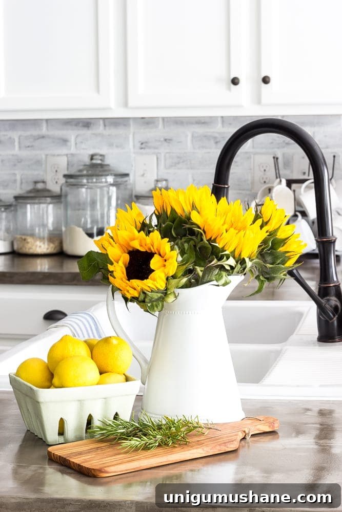 Affordable IKEA Decor Ideas for a Stylish Home 21 classic white pitcher with sunflowers
