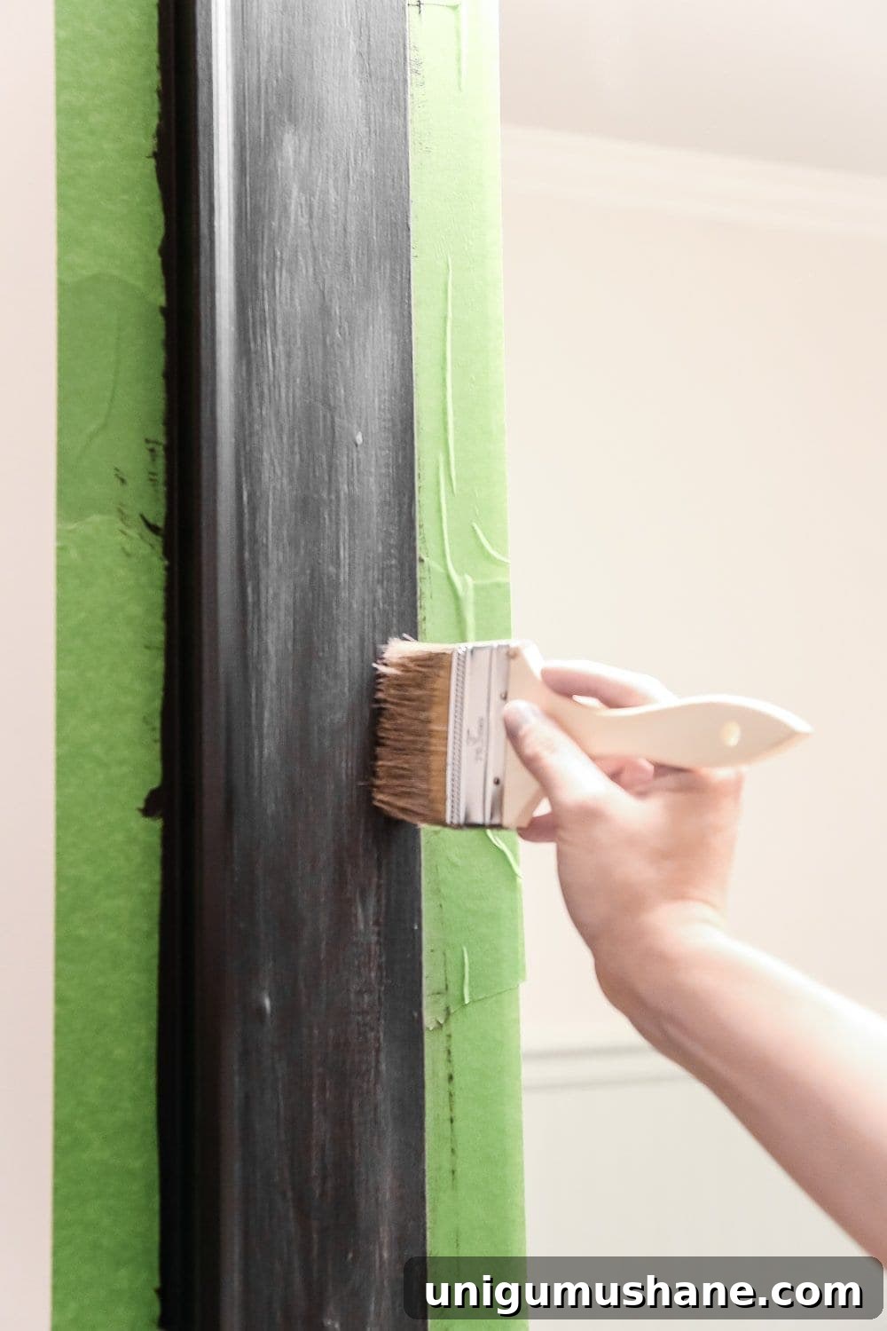 Dry Brushed Black Mirror: DIY Frame Makeover Guide 6 Dry Brushed Black Mirror Makeover | blesserhouse.com - A plain, white painted bathroom mirror gets a high-drama weathered makeover with black paint and dry brushing. (Tutorial)