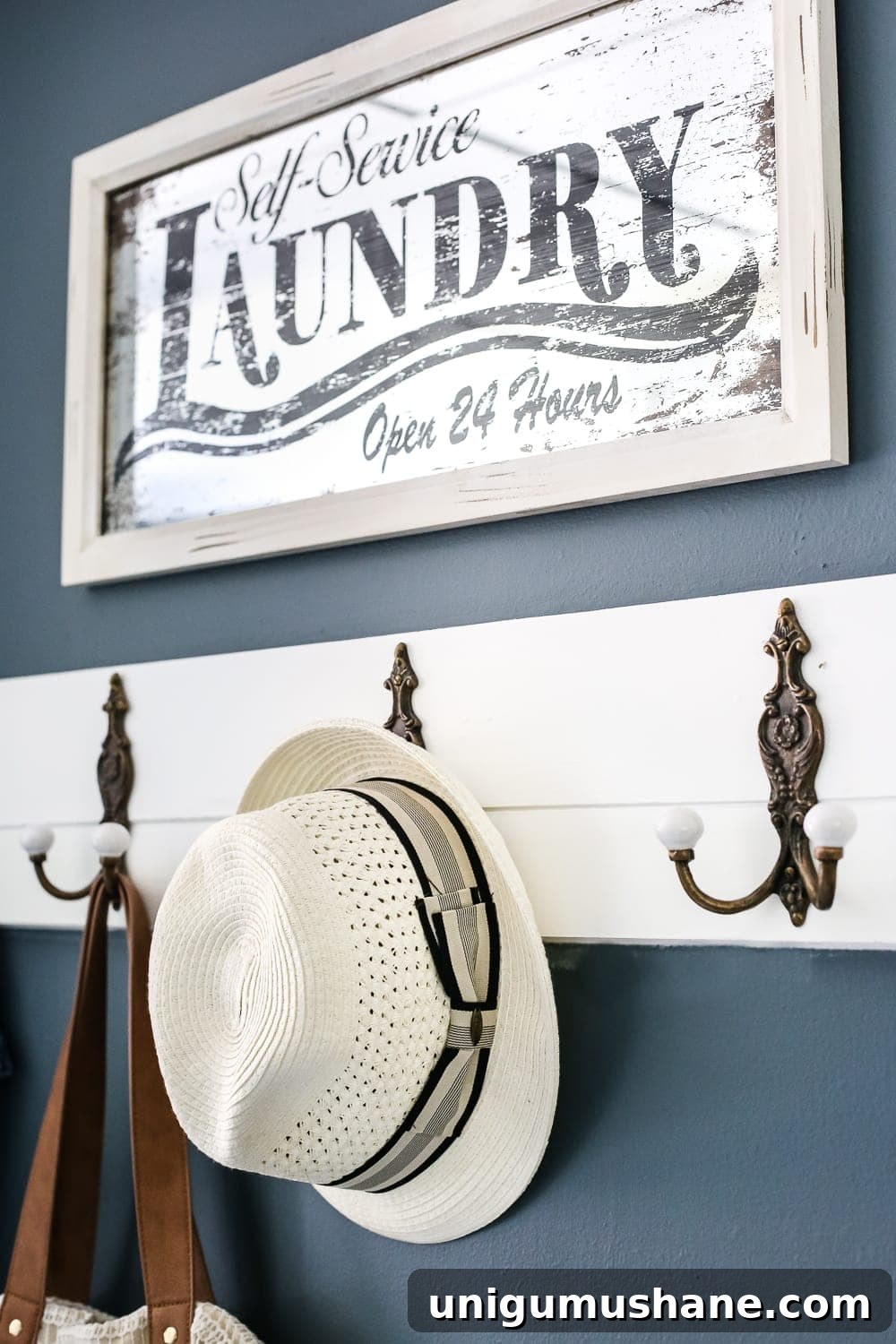 High-Contrast Laundry Room Makeover Before and After 4 High Contrast Laundry Room Makeover | blesserhouse.com - A dingy and dated laundry room gets a high contrast navy and white makeover packed with organizational strategies and budget-conscious DIY projects.