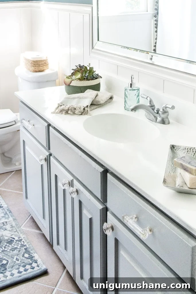 How to Paint a Bathroom Sink Countertop 2 before and after sink countertop