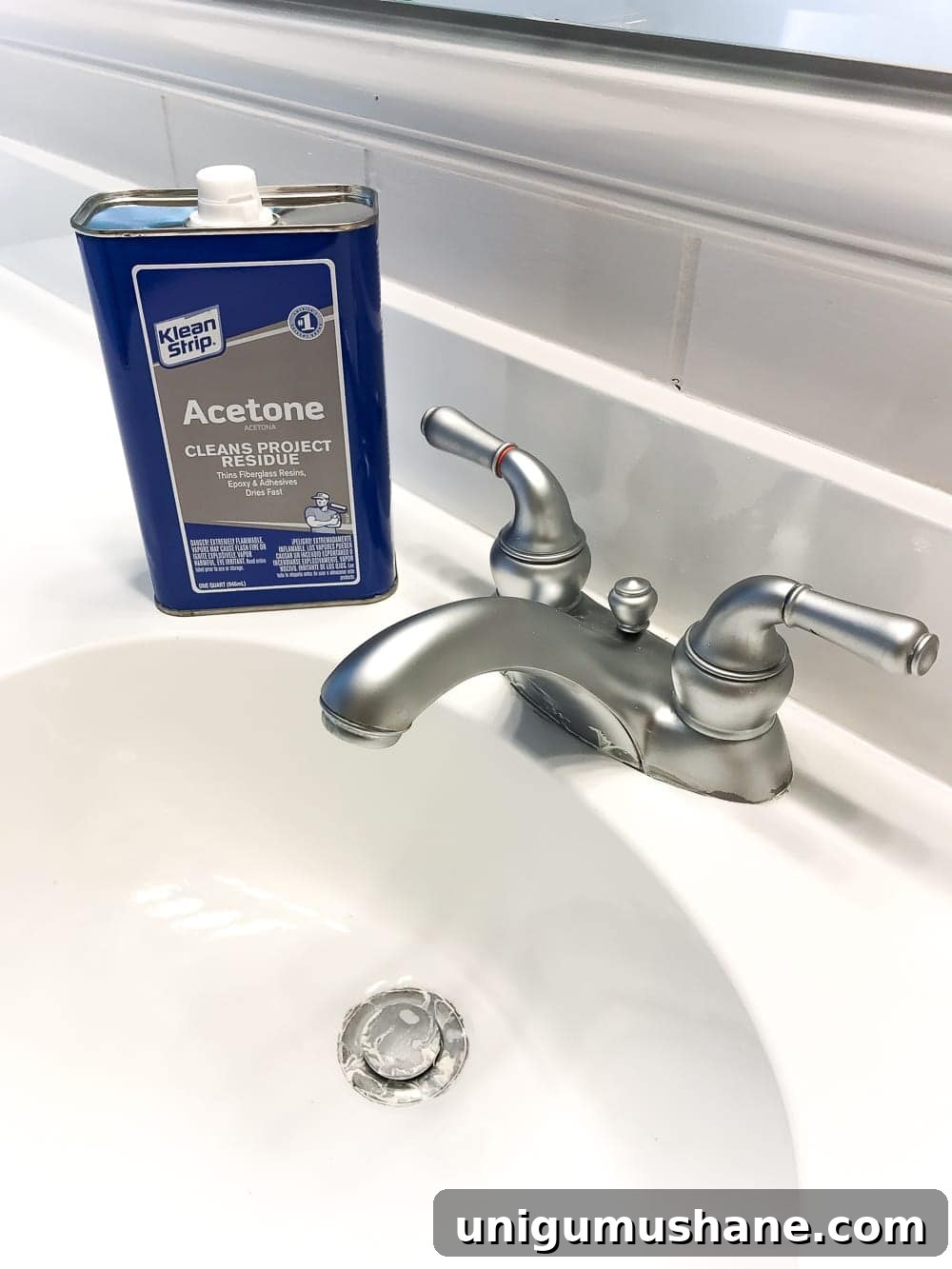 How to Paint a Bathroom Sink Countertop 19 Use acetone to clean up epoxy paint