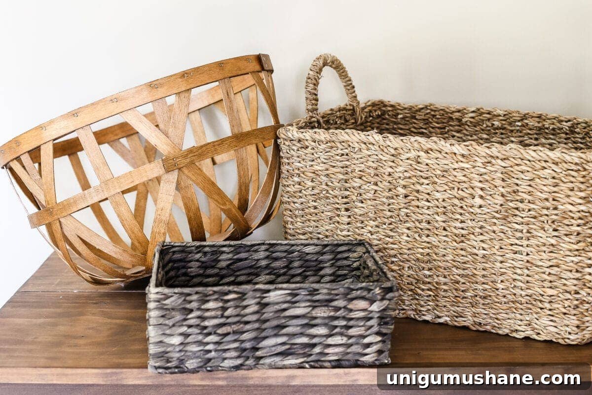 Baskets for storage and texture
