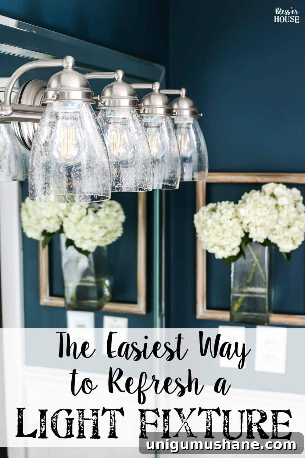 How to Refresh a Light Fixture in 30 Minutes 7 The Easiest Way to Refresh a Light Fixture | blesserhouse.com - One simple way to refresh a bathroom vanity light fixture inexpensively and in under 5 minutes without any electrical work. #lightfixture #simplediy
