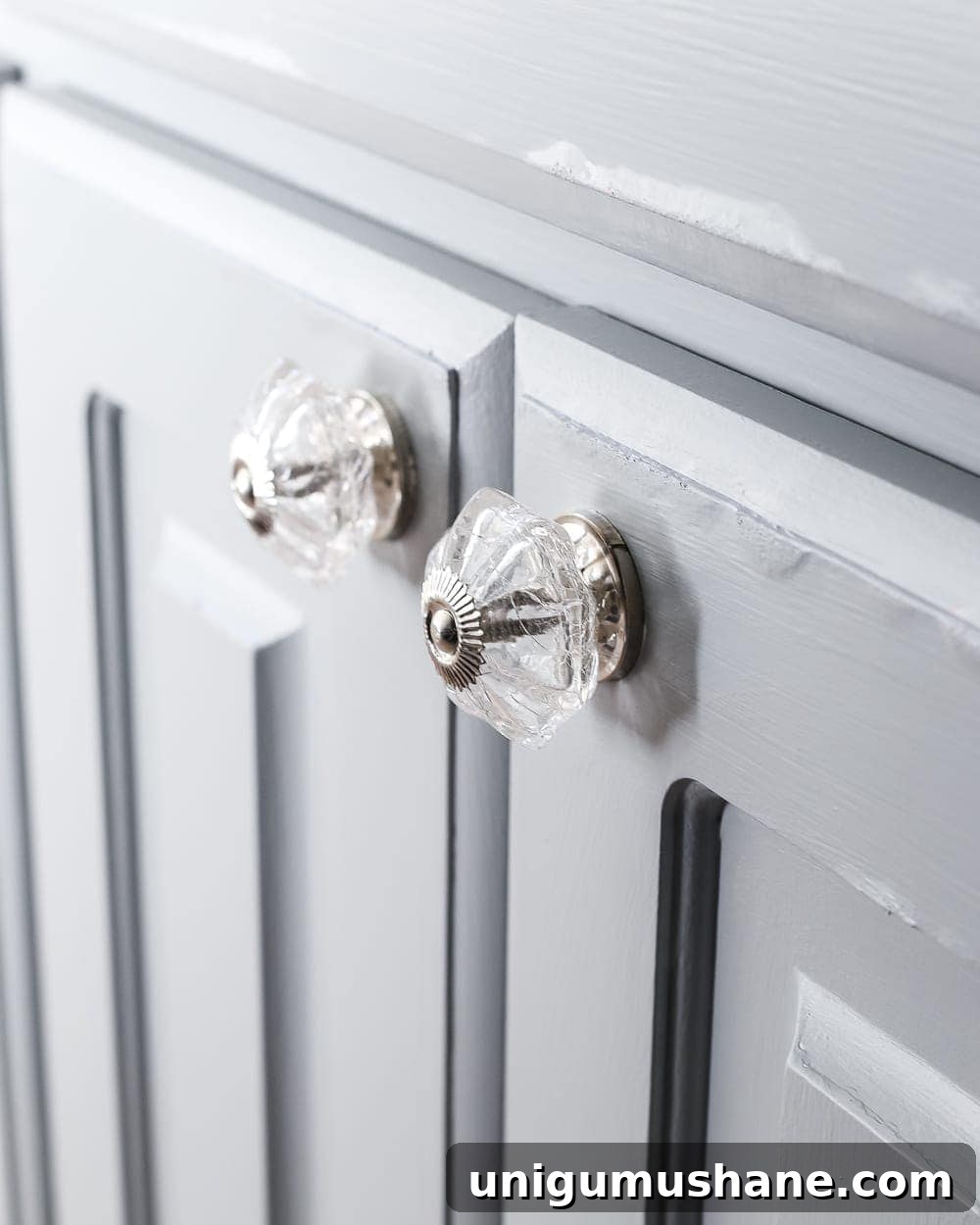 Painted Bathroom Cabinets Makeover: Before and After Reveal 6 Painted Cabinet Bathroom Update | blesserhouse.com - A dated cabinet gets a refresh with Benjamin Moore Coventry Gray for an inexpensive bathroom update. #cabinetpainting #homeimprovement #bathroom