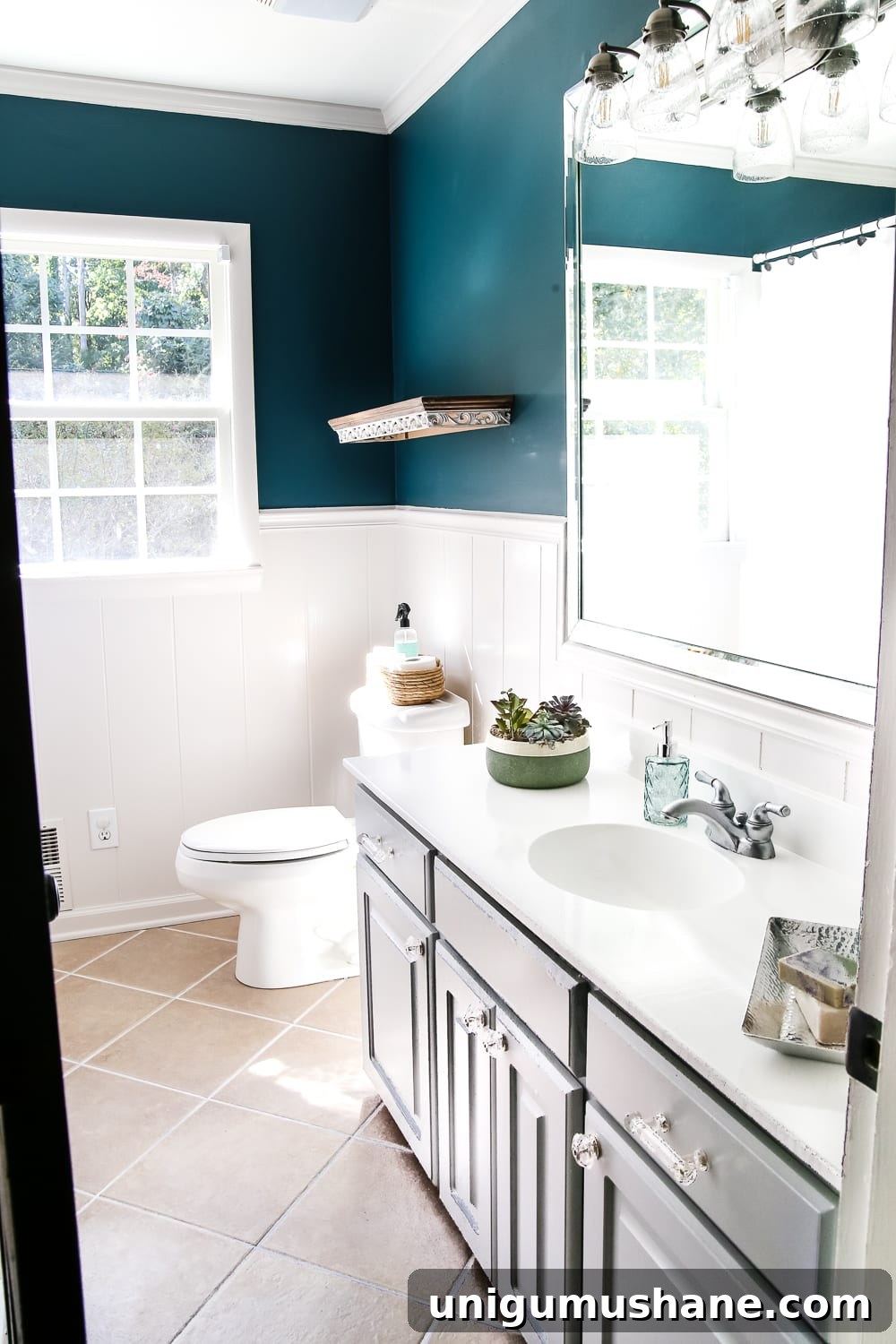 How to Refresh Tile Grout with Paint 11 Bathroom makeover with refreshed tile grout and painted vanity
