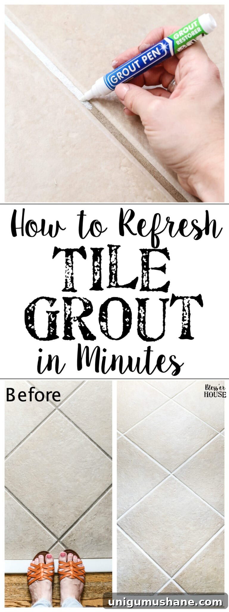 How to Refresh Tile Grout with Paint 12 Painted grout refresh tutorial for making bathroom tile grout look new for about $15