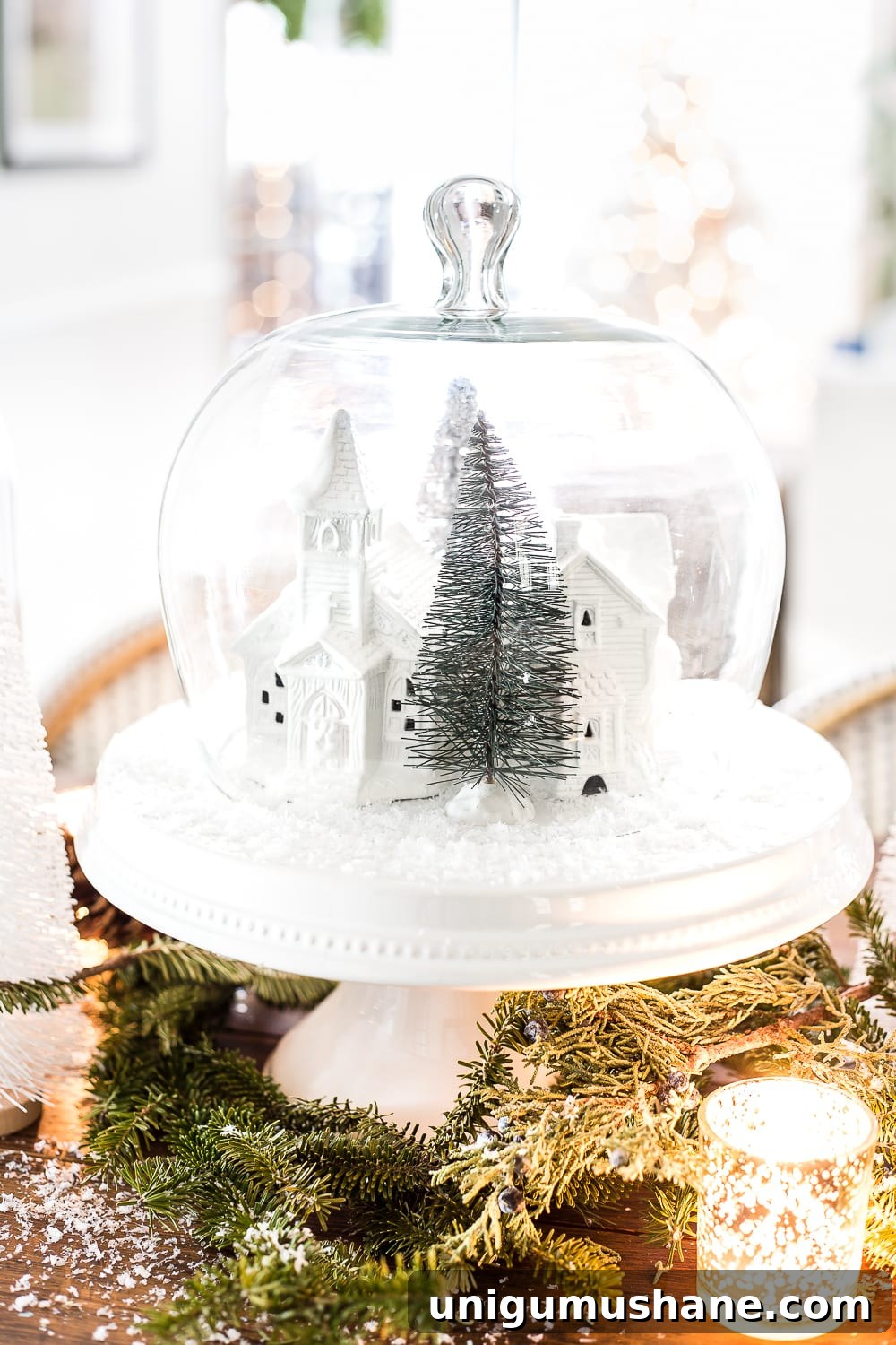 DIY Christmas Village Snow Globe Centerpiece 8 img 28614 7