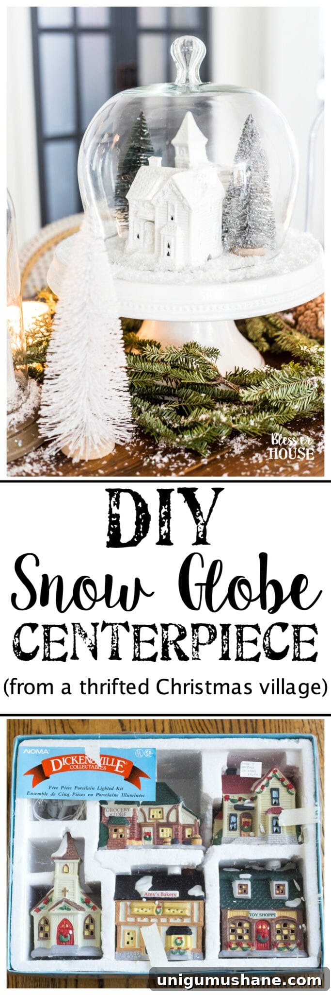 DIY Christmas Village Snow Globe Centerpiece 10 img 28614 9
