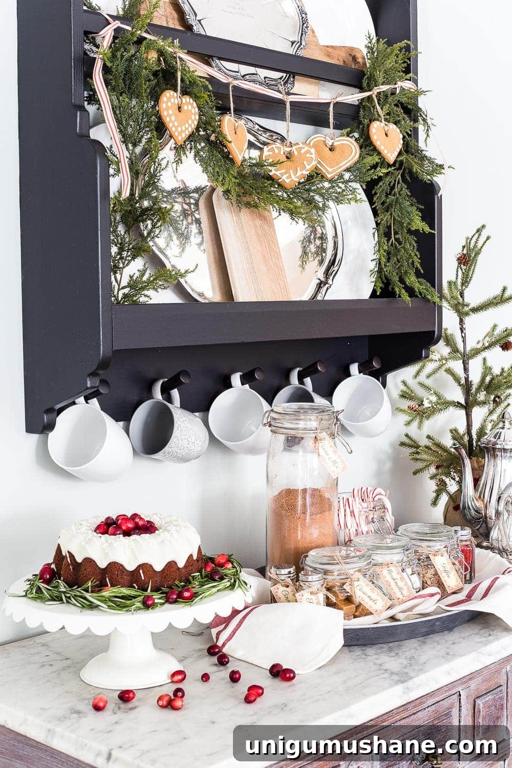 Cozy Hot Chocolate Bar Ideas with Free Printable Labels 3 Cozy Hot Cocoa Bar & Printable Labels | blesserhouse.com - A cozy hot cocoa bar vignette set up for Christmas plus a free printable label set for toppings and mix-ins. #cocoabar #Christmasdecor #Christmaskitchen #printablelabels