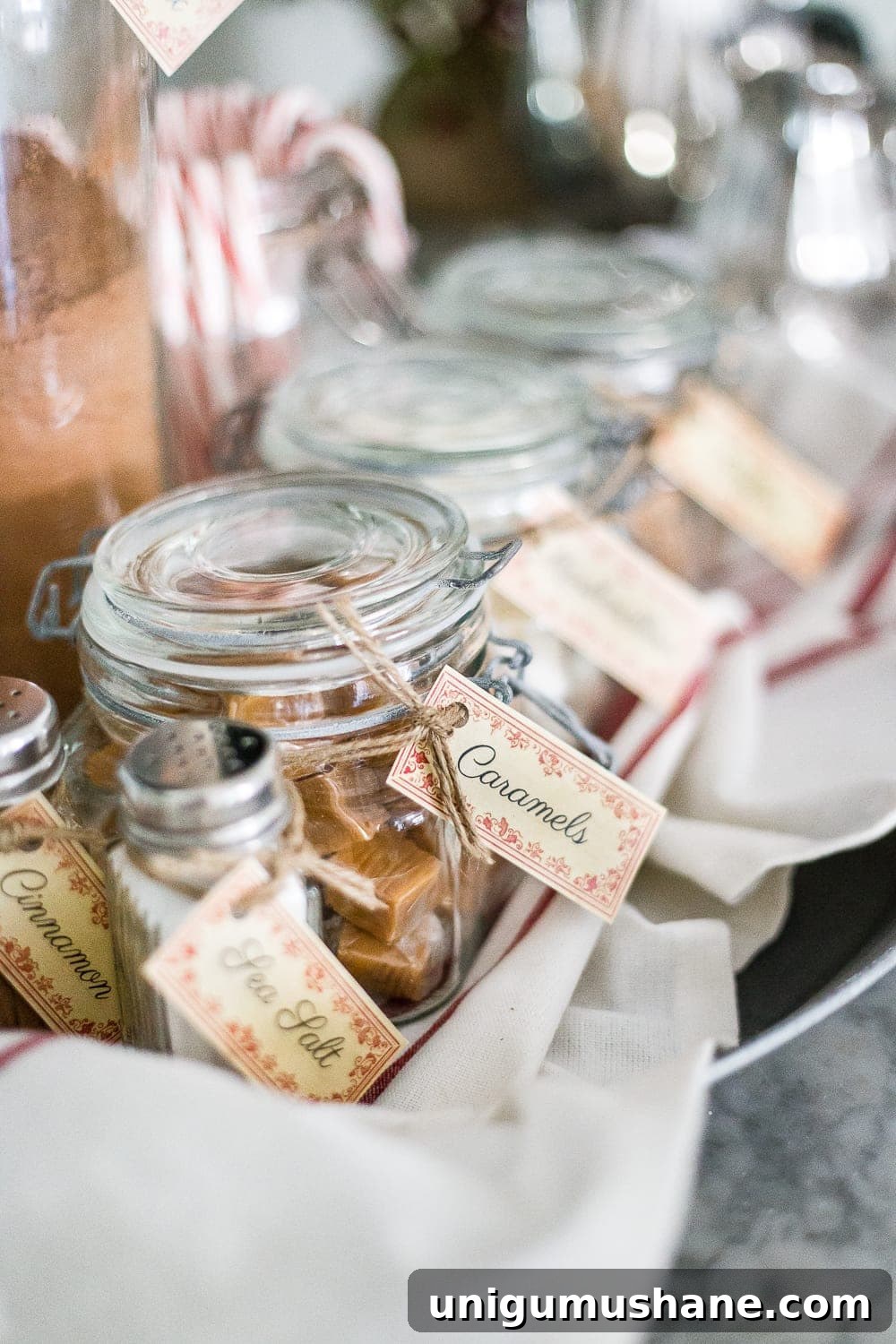 Cozy Hot Chocolate Bar Ideas with Free Printable Labels 7 Cozy Hot Cocoa Bar & Printable Labels | blesserhouse.com - A cozy hot cocoa bar vignette set up for Christmas plus a free printable label set for toppings and mix-ins. #cocoabar #Christmasdecor #Christmaskitchen #printablelabels