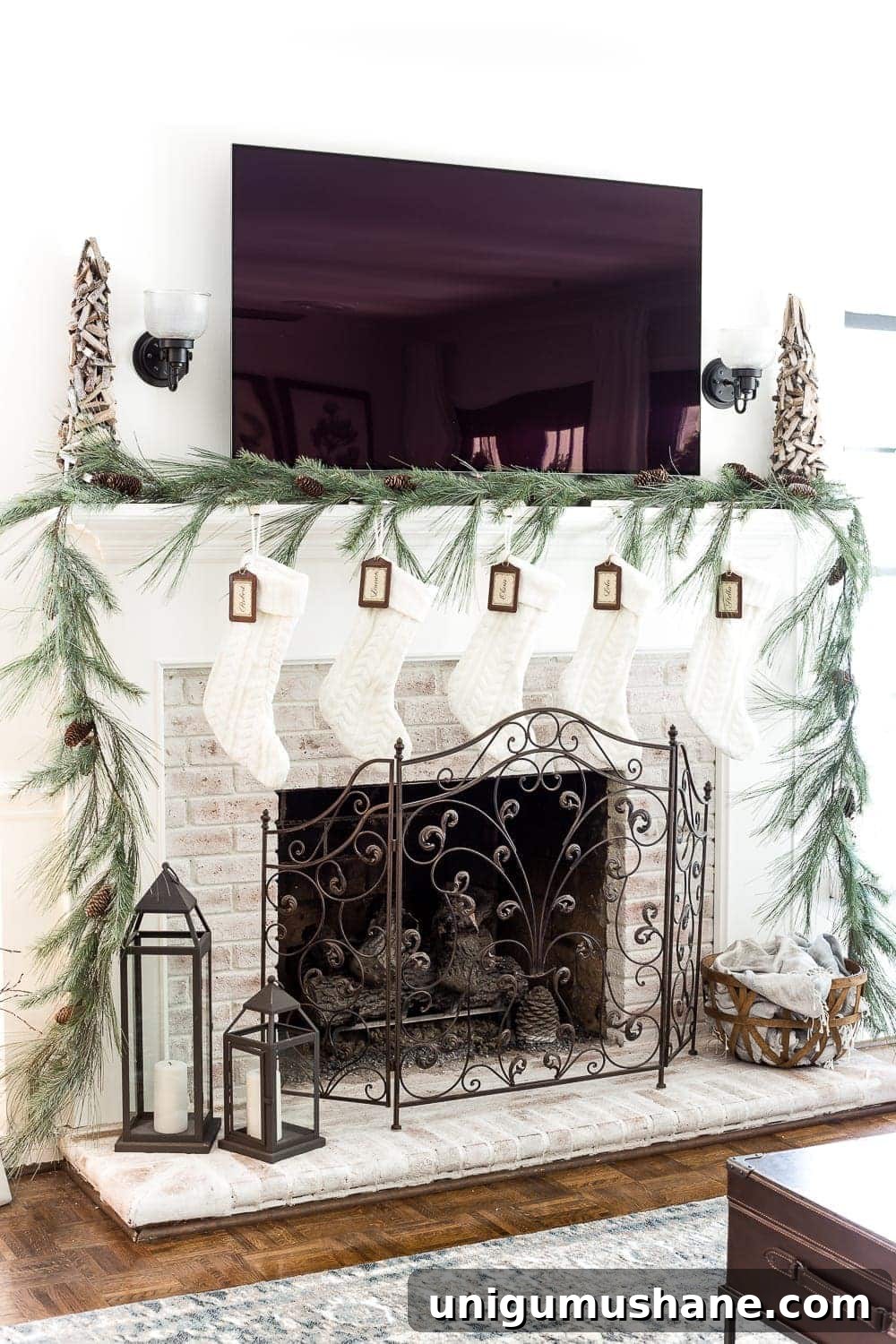 Christmas Living Room Decor Ideas for a Simple Seasonal Look 4 Seasonal Simplicity Christmas Living Room | blesserhouse.com - A tour of a neutral Christmas living room with simple, natural decor, mercury glass, and a modern rustic vibe. #christmaslivingroom #neutralchristmas #christmasdecor