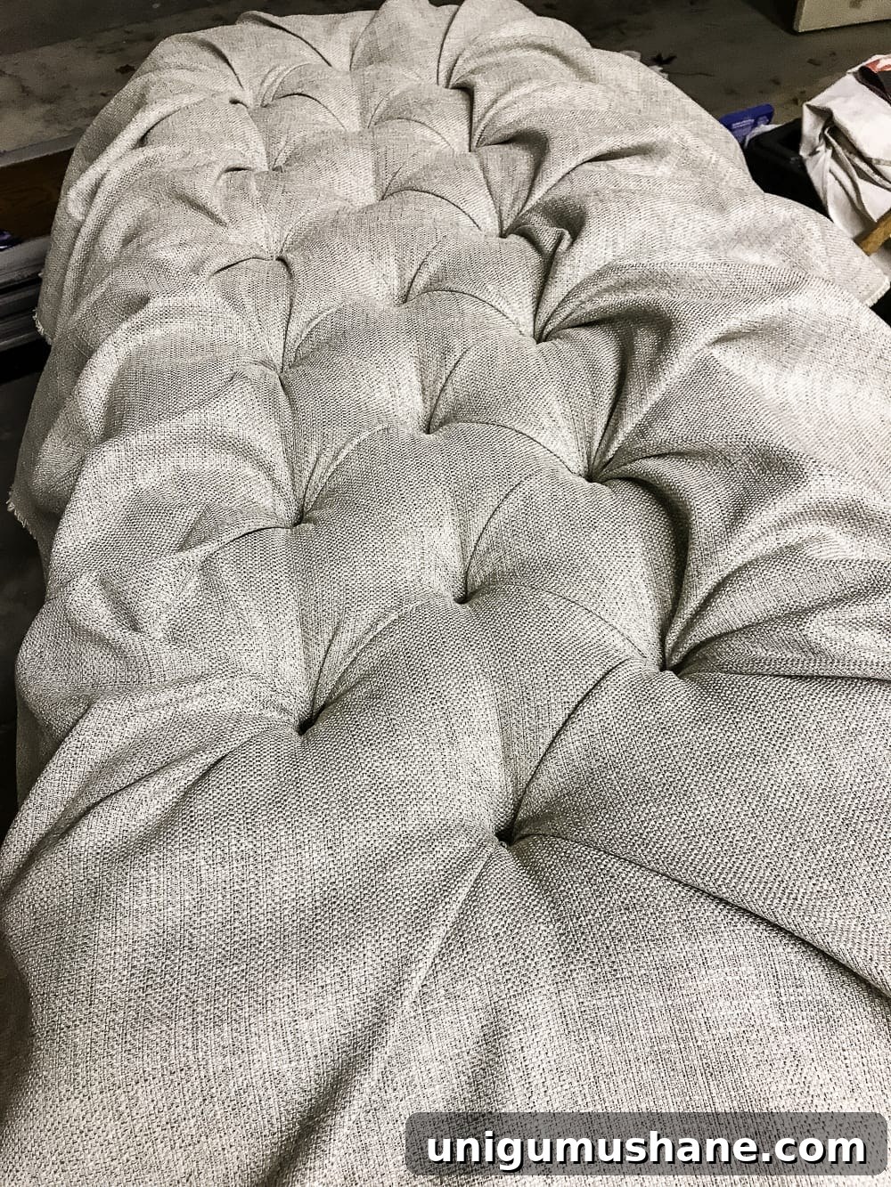 How to Turn a Coffee Table into an Ottoman Bench 15 Forming diamond tuft creases